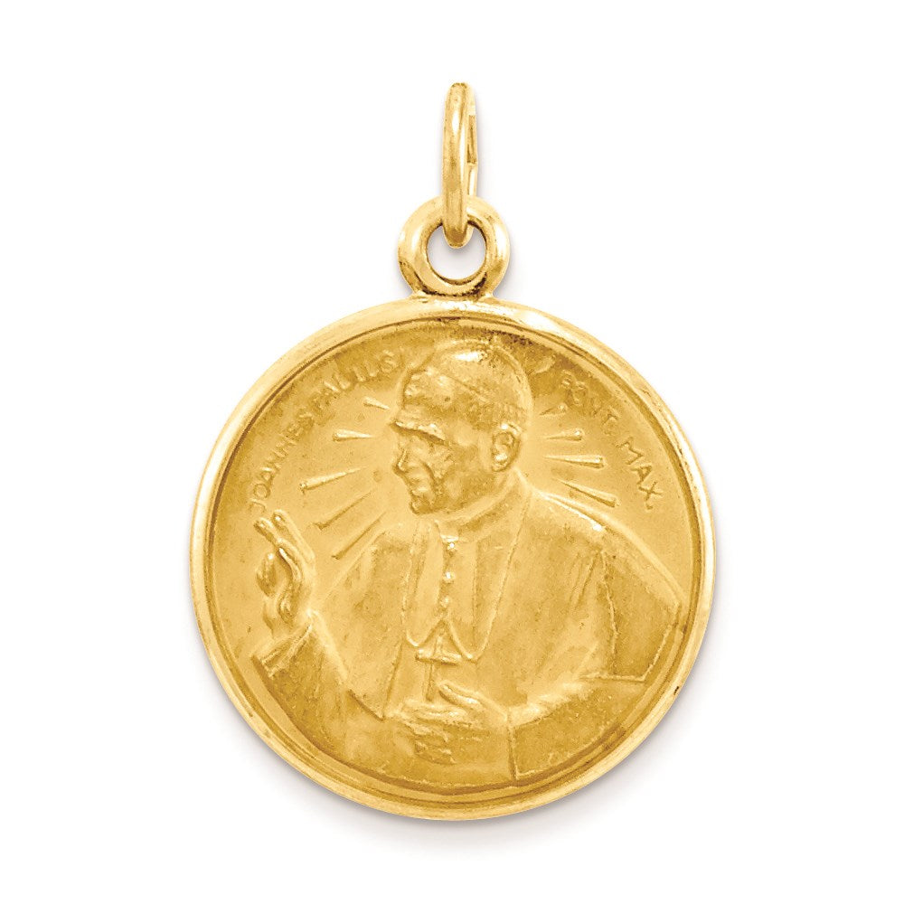 14k Yellow Gold Pope John Paul II Medal Charm