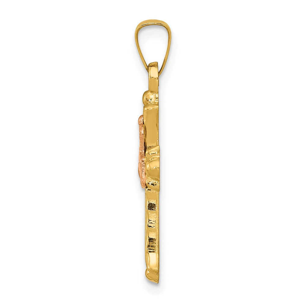 14k Two-tone Gold Claddagh Cross Pendant