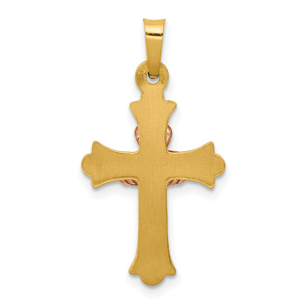 14k Two-tone Gold Claddagh Cross Pendant
