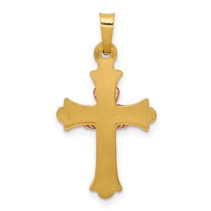 14k Two-tone Gold Claddagh Cross Pendant