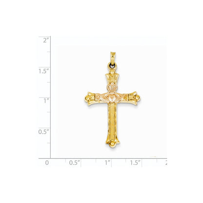 14k Two-tone Gold Claddagh Cross Pendant