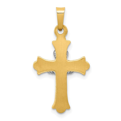 14k Two-tone Gold Claddagh Cross Pendant