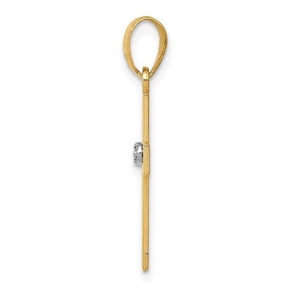 14k Polished .01ct. Diamond Cross Pendant