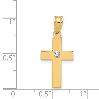 14k Polished .01ct. Diamond Cross Pendant