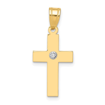 14k Polished .01ct. Diamond Cross Pendant