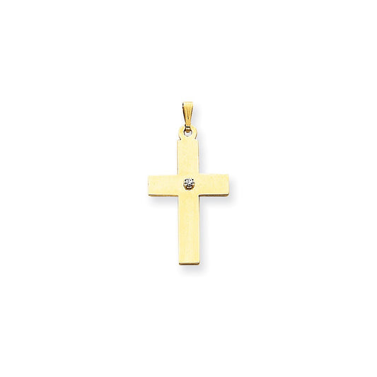 14k Yellow Gold Polished .02ct. Diamond Cross Pendant