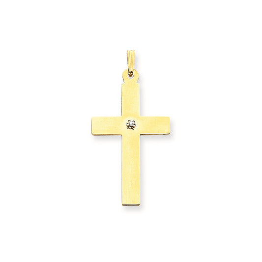 14k Yellow Gold Polished .03ct. Diamond Cross Pendant