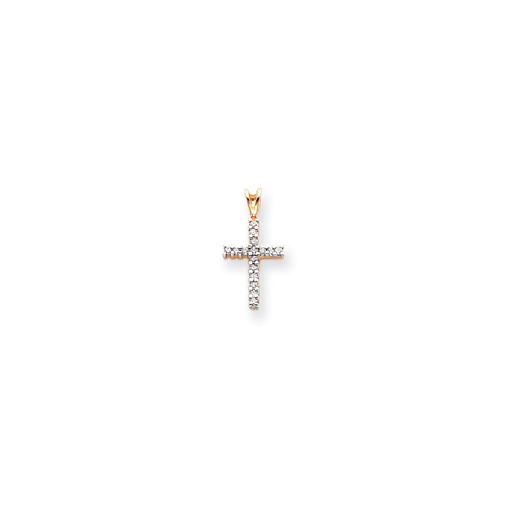 14k Yellow u0026 Rhodium Gold u0026 Rhodium Diamond Latin Cross Pendant