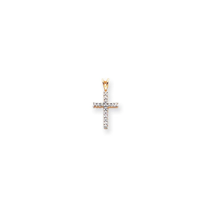 14k Yellow u0026 Rhodium Gold u0026 Rhodium Diamond Latin Cross Pendant