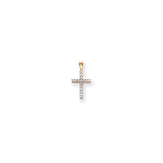 14k Yellow u0026 Rhodium Gold u0026 Rhodium Diamond Latin Cross Pendant