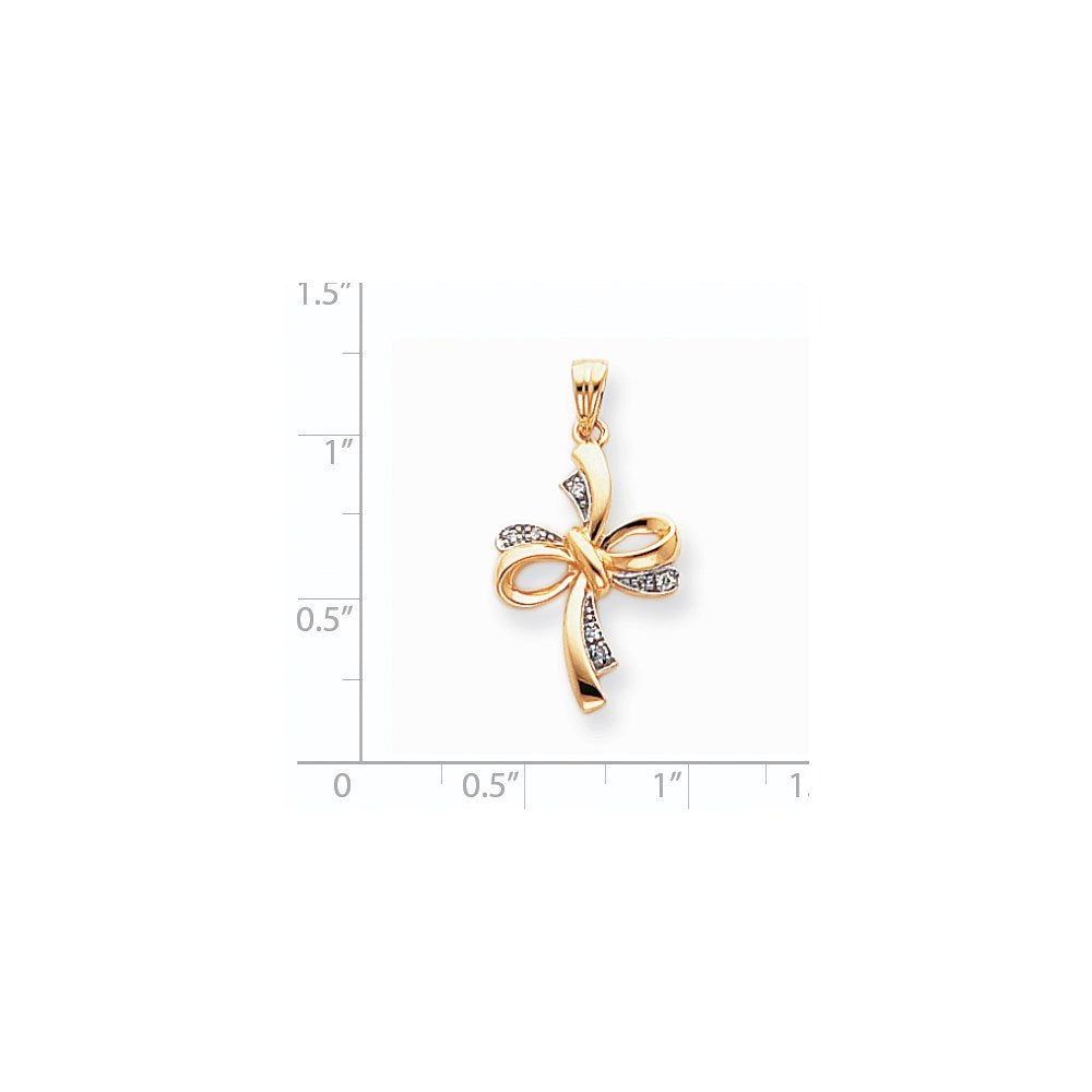 14k Yellow u0026 Rhodium Gold u0026 Rhodium Diamond Cross Pendant