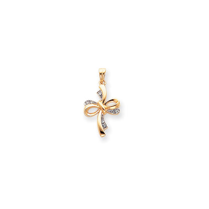 14k Yellow u0026 Rhodium Gold u0026 Rhodium Diamond Cross Pendant