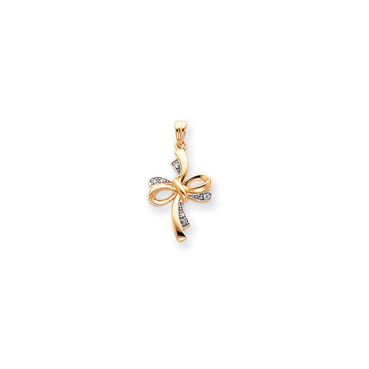 14k Yellow u0026 Rhodium Gold u0026 Rhodium Diamond Cross Pendant