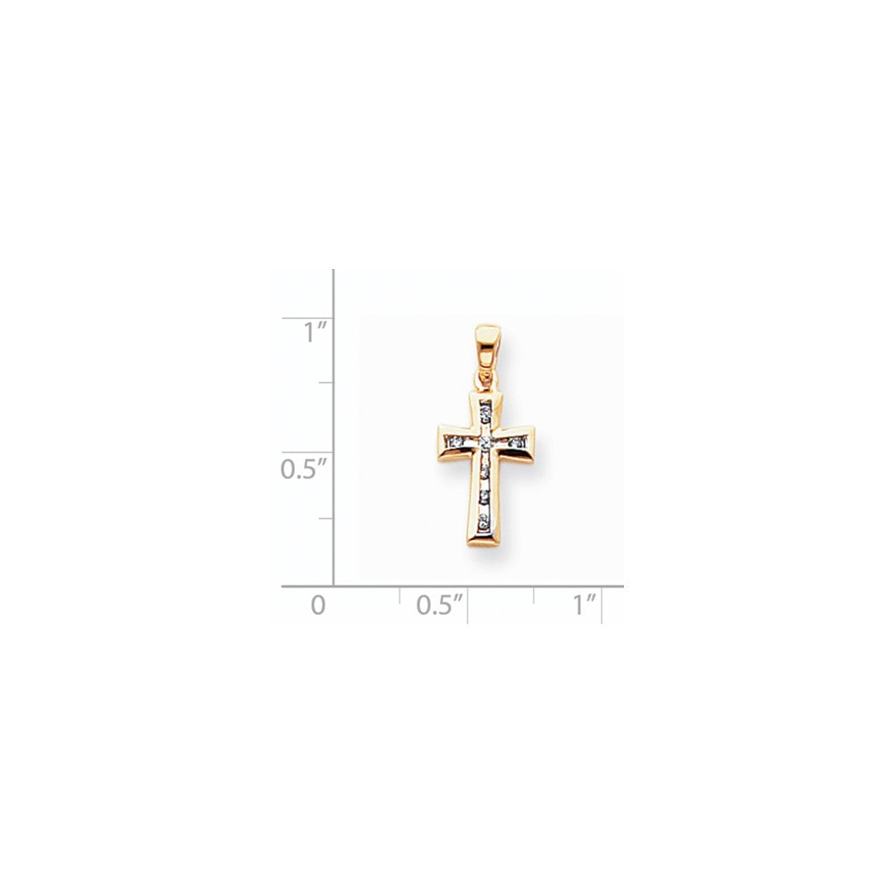 14k Yellow u0026 Rhodium Gold u0026 Rhodium Diamond Cross Pendant