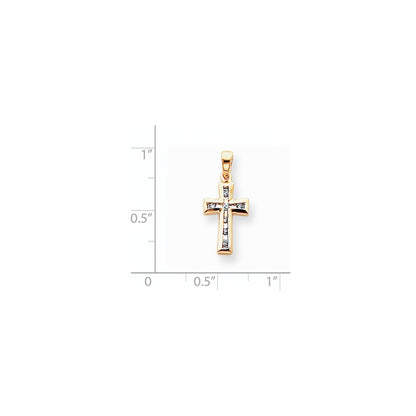 14k Yellow u0026 Rhodium Gold u0026 Rhodium Diamond Cross Pendant
