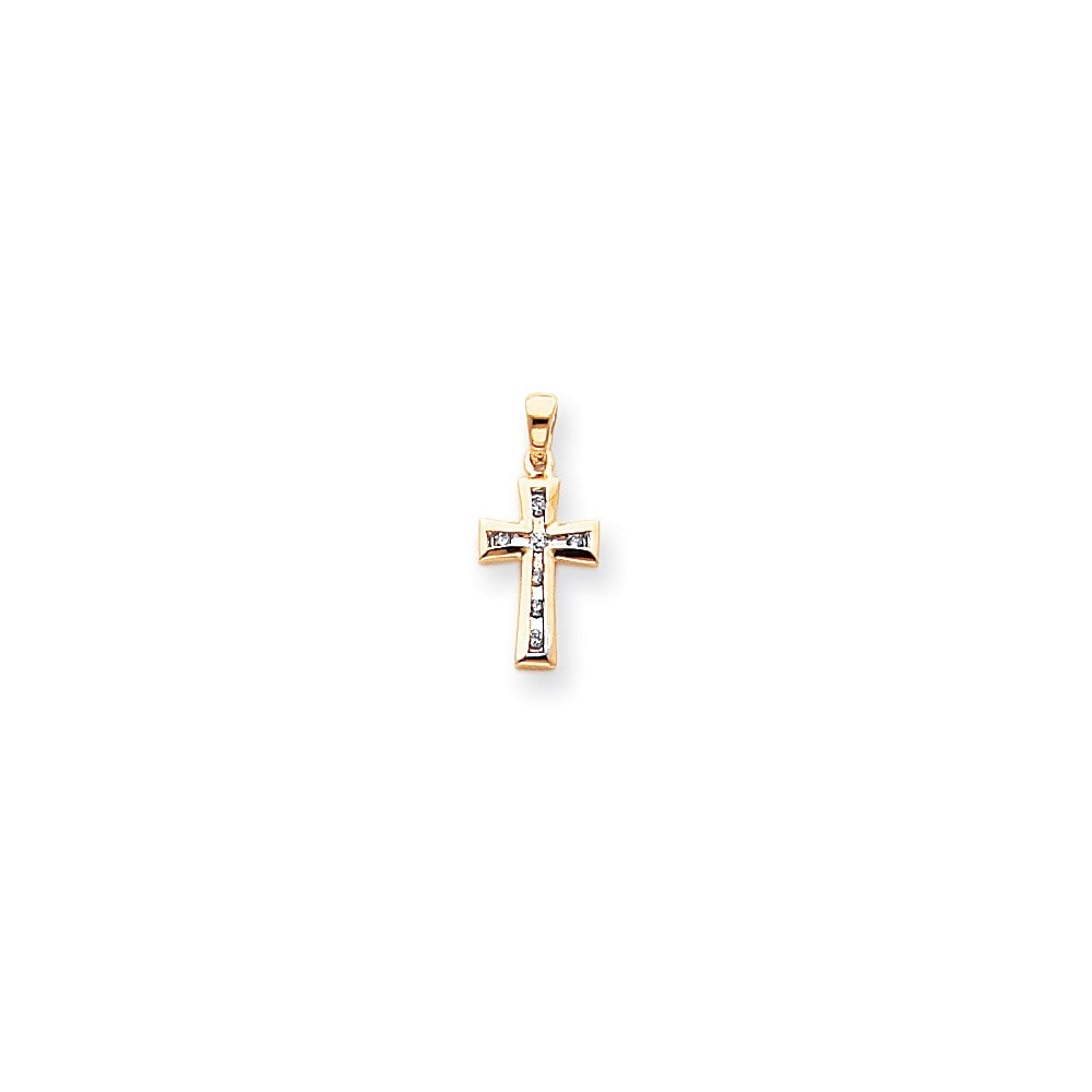 14k Yellow u0026 Rhodium Gold u0026 Rhodium Diamond Cross Pendant