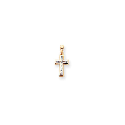 14k Yellow u0026 Rhodium Gold u0026 Rhodium Diamond Cross Pendant