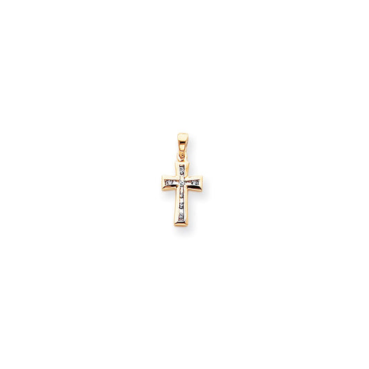 14k Yellow u0026 Rhodium Gold u0026 Rhodium Diamond Cross Pendant