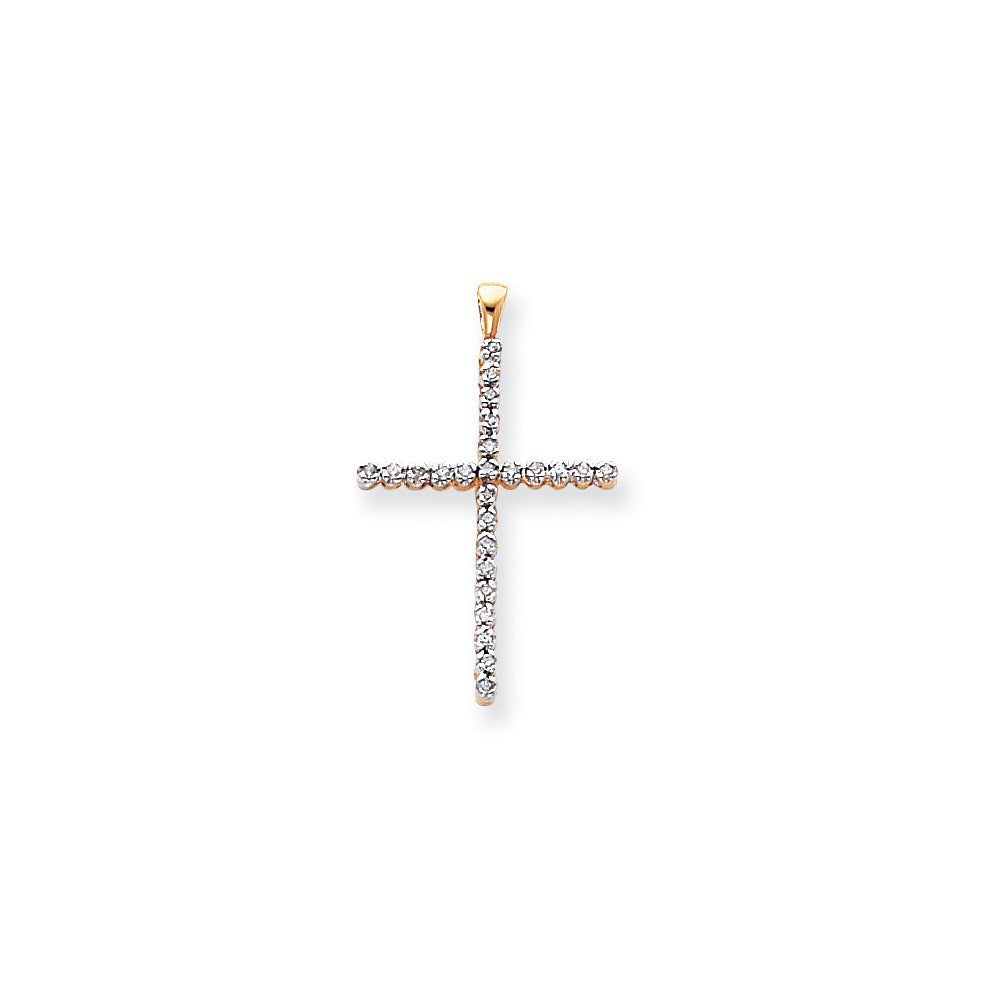 14k Yellow u0026 Rhodium Gold u0026 Rhodium Diamond Cross Pendant