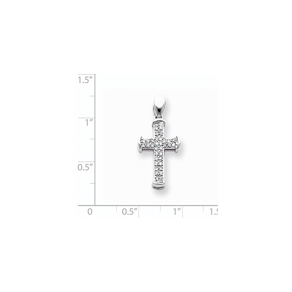 14k White Gold Diamond Cross Pendant