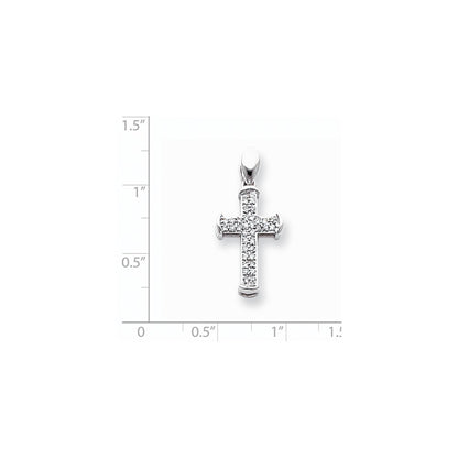 14k White Gold Diamond Cross Pendant