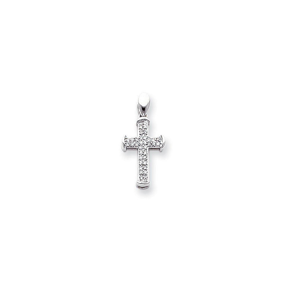 14k White Gold Diamond Cross Pendant