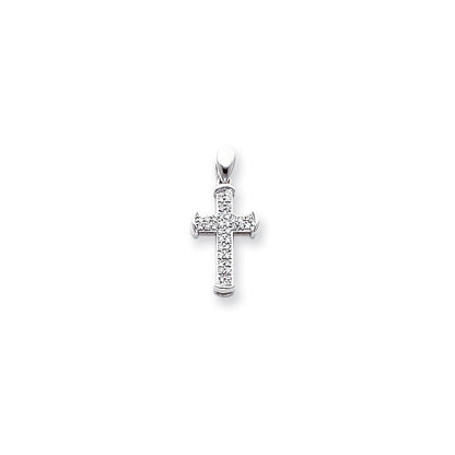 14k White Gold Diamond Cross Pendant