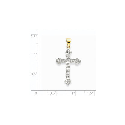 14k Yellow & Rhodium Gold & Rhodium Diamond Cross Pendant