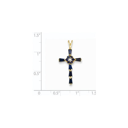14k Yellow Gold Diamond u0026 Sapphire Cross Pendant