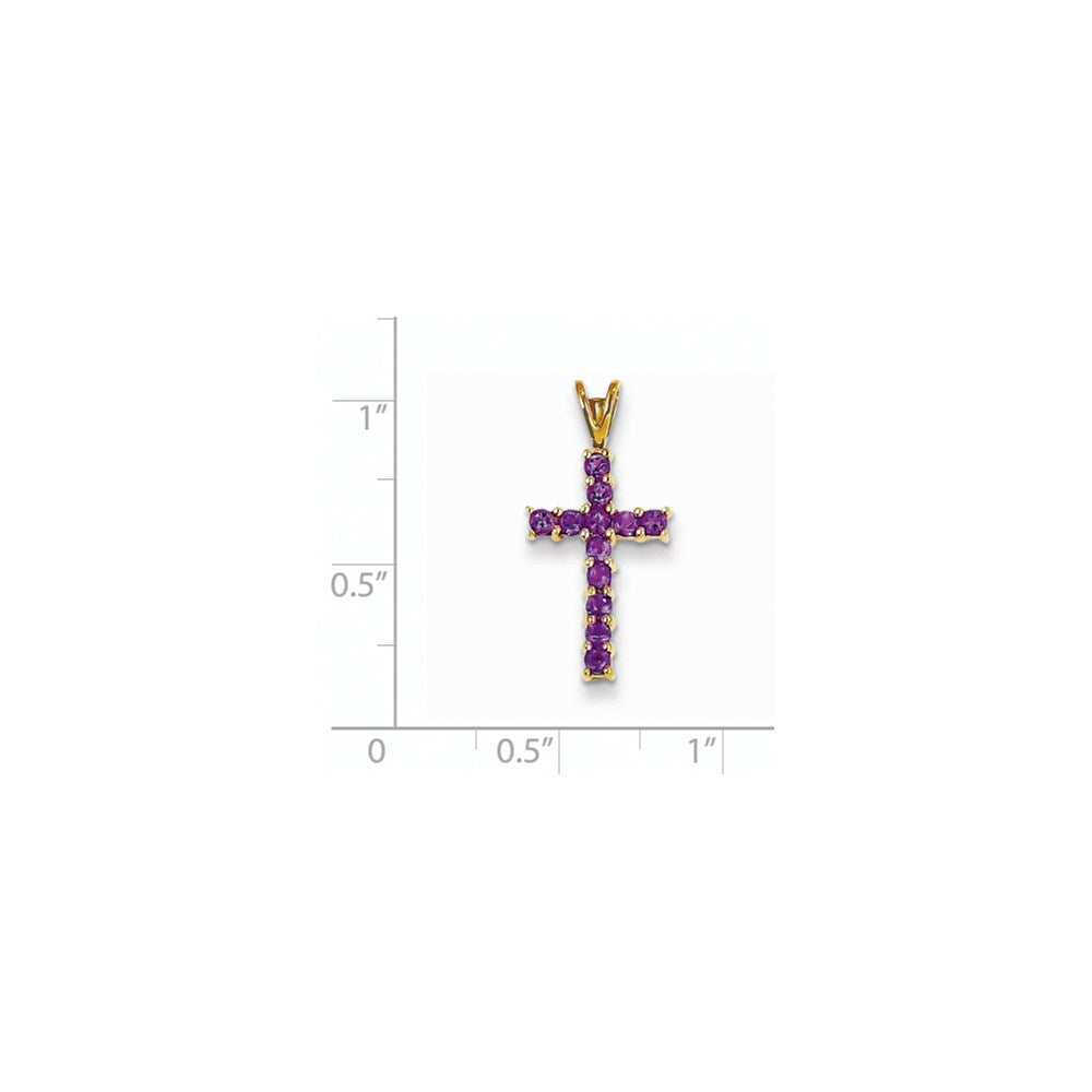 14k Yellow Gold Amethyst Cross Pendant