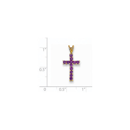14k Yellow Gold Amethyst Cross Pendant