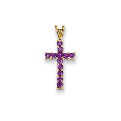 14k Yellow Gold Amethyst Cross Pendant