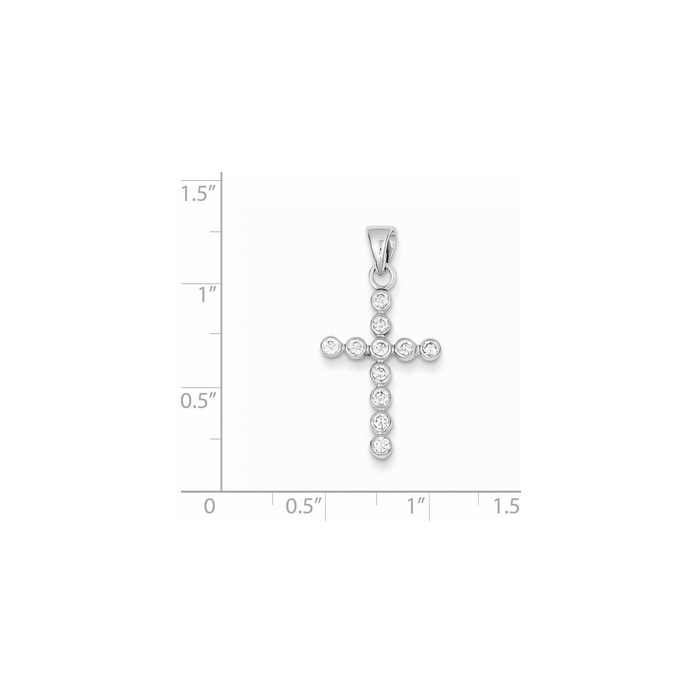 14k White Gold CZ Cross Pendant