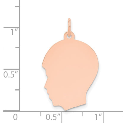 14k Rose Gold Rose Plain Medium.018 Gauge Facing Left Engraveable Boy Head Charm