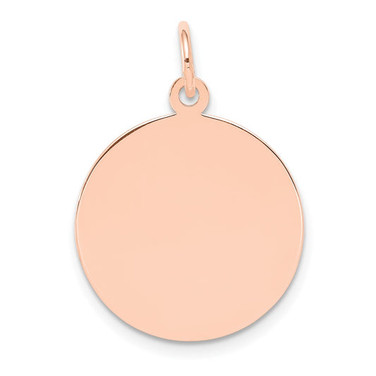 14k Rose Gold Plain Circular Engraveable Disc Charm
