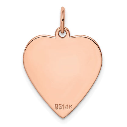 14k Rose Gold Plain Engraveable Heart Disc Charm