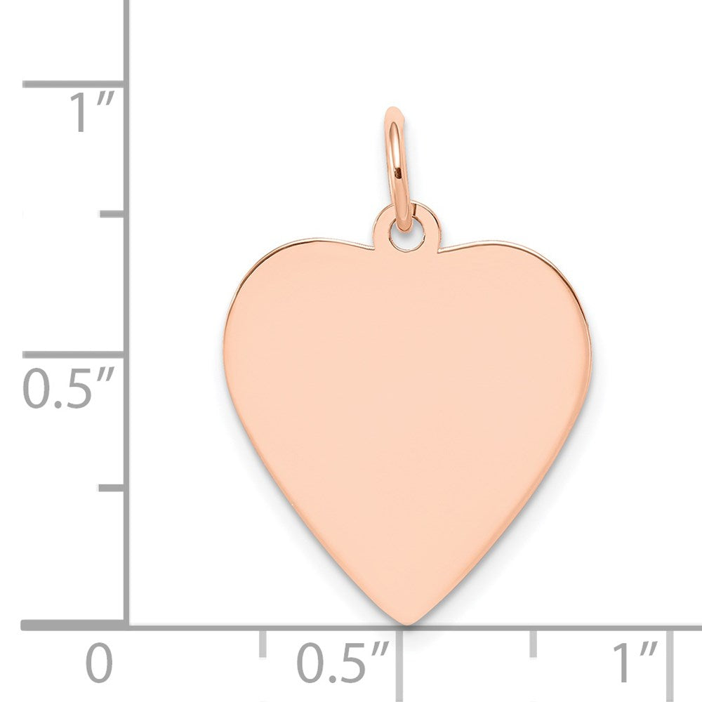 14k Rose Gold Plain Engraveable Heart Disc Charm