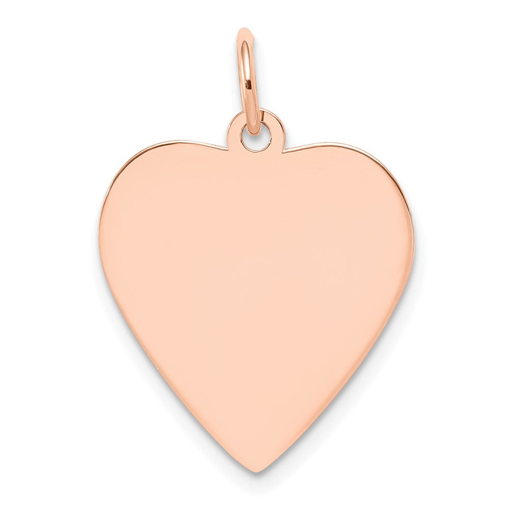 14k Rose Gold Plain Engraveable Heart Disc Charm