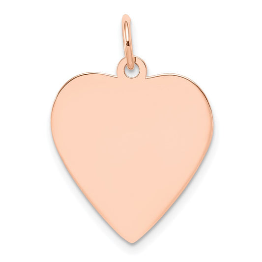 14k Rose Gold Plain Engraveable Heart Disc Charm