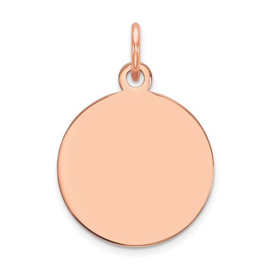 14k Rose Gold Plain Circular Engravable Disc Charm