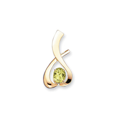 14k Yellow Gold 10x8mm Oval Peridot Checker slide