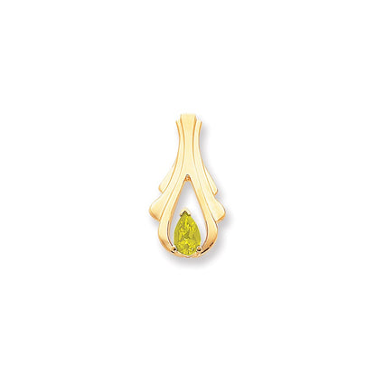 14k Yellow Gold 8x5mm Pear Peridot Checker slide