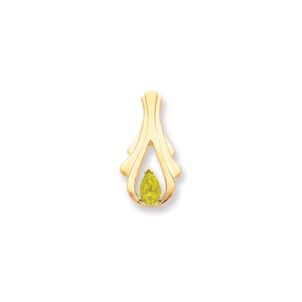 14k Yellow Gold 8x5mm Pear Peridot slide