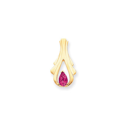 14k Yellow Gold 8x5mm Pear Pink Tourmaline slide