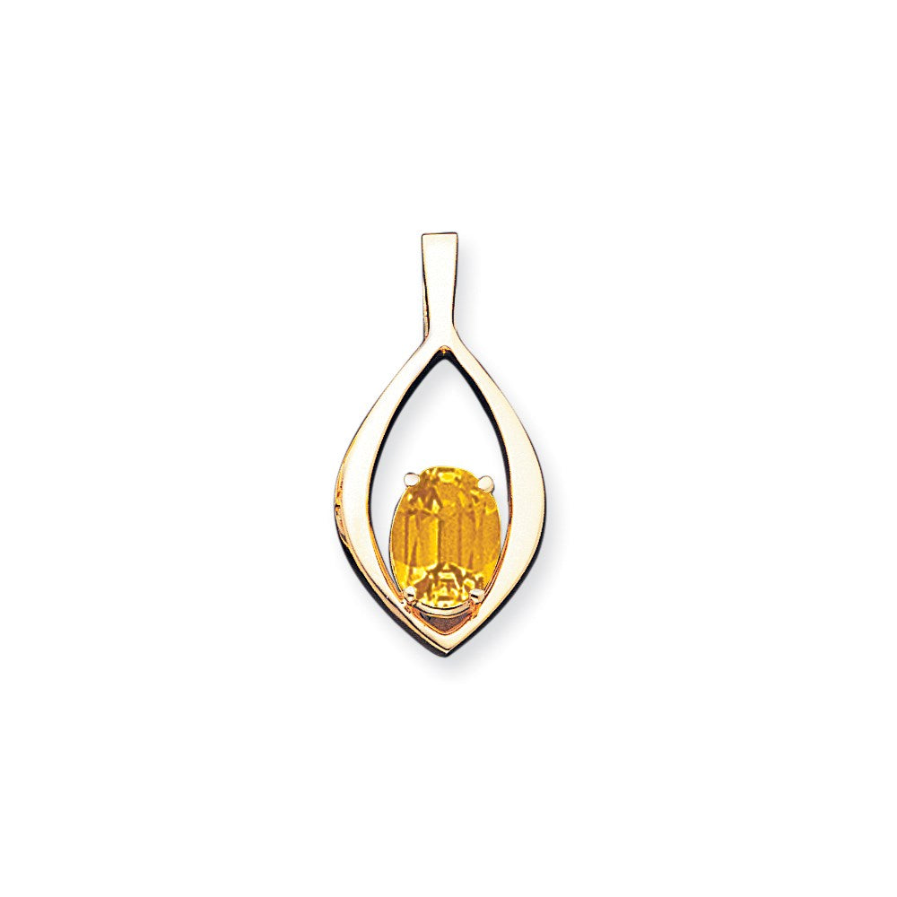 14k Yellow Gold 12x10mm Oval Citrine slide