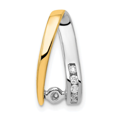 14k Two Tone AAA Diamond Peg Slide