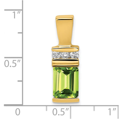 14k Yellow Gold 8x6mm Emerald Cut Peridot AAA Diamond Slide
