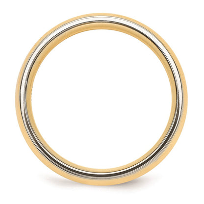 Solid 14K Yellow Gold Two-Tone 6mm Domed Size 10 Wedding Men's/Women's Wedding Band Ring