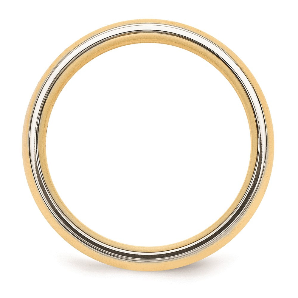 Solid 10K Yellow Gold Two-Tone 6mm Domed Size 5 Wedding Men's/Women's Wedding Band Ring