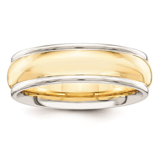 Solid 14K Yellow Gold Two-Tone 6mm Domed Size 5 Wedding Men's/Women's Wedding Band Ring